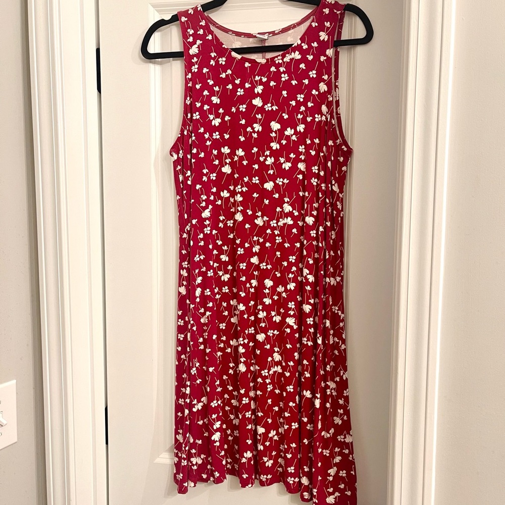 Old Navy Red Floral Swing Dress